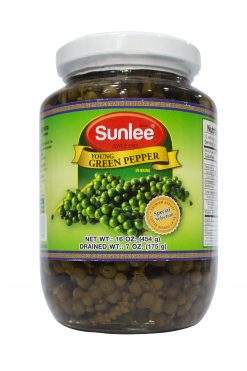 D350SL016 Sunlee Young Green Pepper in Brine 24x16 oz