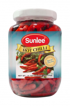 D349BD016 Sunlee Pickled Hot Chilli (Red) in Brine 24x15 oz