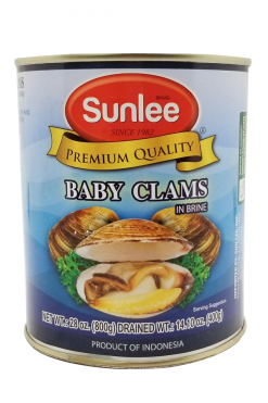 C710SL28 Sunlee Canned Baby Clams in Brine 12x28 oz (800g)